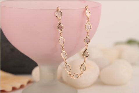18K Diamond Slices Necklac